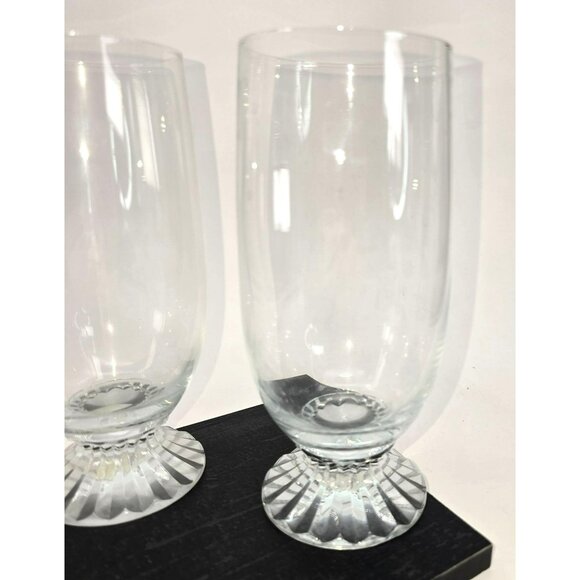Mikasa Crystal Footed Iced Tea Glasses Icicles Set Of 4 Decorative Bases JJ3803 - Picture 6 of 8